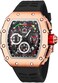 FANMIS Mens Luxury Tonneau Square Watches Analog Punk Chronograph Unique Sports Wrist Watch Japanese Movement Luminous Design with Rubber Band (Rosegold Black)
