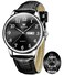 OLEVS Men's Watches Black Leather Strap Casual Fashion Waterproof Watches for Men Calendar Easy to Read Dress Men's Wrist Watches