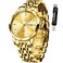 OLEVS Men Gold Watch Easy Read Business Dress Analog Quartz Stainless Steel Waterproof Luminous Calendar Luxury Casual Wrist Watch Male