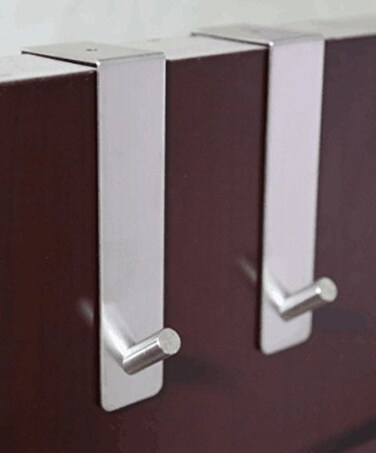 TOGU Over The Door Hook Sus 304 Stainless Steel Heavy Duty Organizer for Coats/Towels/Clothes/Wreath, Suitable for 1-1.7" Thickness Door and 0.05" Door Frame Gap,Brushed Finish,2pcs