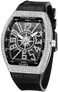 FANMIS Mens Skull Big Face Watches Rectangle Punk Diamond Dial Leather Strap Calendar Quartz Sports Wrist Watch (Silver Black)