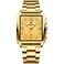 OIDEA Fashion Square Men's Watches: Rhinestones Scale Analog Quartz Watches for Men Business Casual Dress Watch Waterproof Luminous Date Wristwatch Stainless Steel Strap Gold