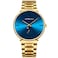 FIZILI Mens Watches Ultra-Thin Minimalist Waterproof-Fashion Wrist Watch for Men Unisex Dress with Stainless Steel Gold Band Blue