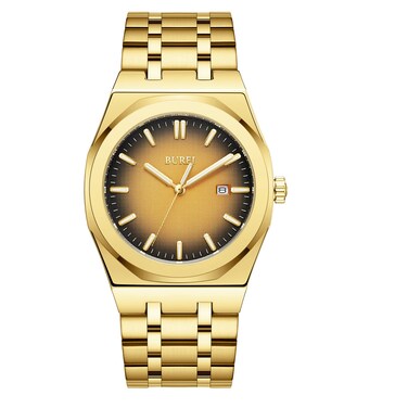 BUREI Men's Watch Stainless Steel Watch Analog Quartz Waterproof Watch with Date Business Casual Fashion Wrist Watches for Men,Valentines Day Gifts for Men(Gold)