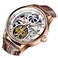 OLEVS Men's Skeleton Watch Luxury Dress Black Leather Silver Gold Tourbillon Moon Phase Automatic Mechanical Self-Winding Waterproof Luminous Wrist Watches