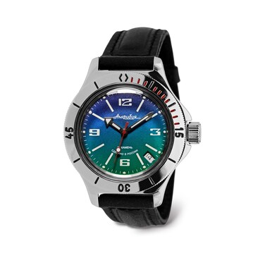 Vostok   Amphibia 120848 Automatic Self-Winding Diver Wrist Watch   Black Leather Band