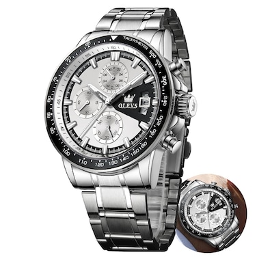OLEVS Watch for Men, Fashion Dress Mens Watches, Stainless Steel Waterproof Analog Quartz Wristwatch, Elegant Gifts for Him - Dad &amp; Boyfriend