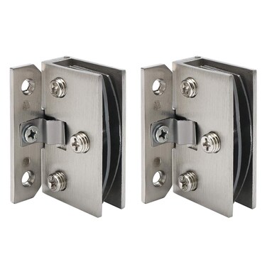 Alise 2 Pcs Glass Doors Hinge Cupboard Showcase Wine Cabinet Clamp Ambry Gate Hinges Replacement Parts,BL5001-2P Brushed Nickel