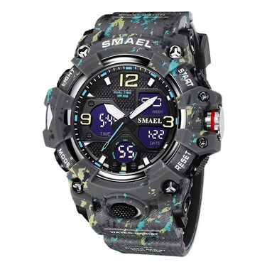 SMAEL Men's Watches Military Outdoor Waterproof Sports Wrist Watch Date Multi Function LED Alarm Stopwatch, Digital Watches for Mens