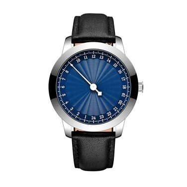 BOFAN One Hand 24 Hour Business Watches for Men Swiss Quartz Movement Waterproof Wrist Watch with Soft and Comfortable Genuine Strap(Blue Black).