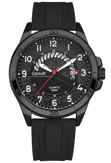GEDIYAR Waterproof Watch Analog Military Stylish Durable Timepiece for Men Adult Sports Wrist Quartz Watches,Silicone Strap (G694 Gold Black)