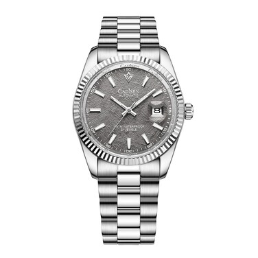 CADISEN Automatic Watches Men's Mechanical Business Waterproof Stainless Steel Wristwatch (8214 Grey)
