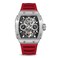 WISHDOIT Watch for Men, Automatic Mechanical Watches, Tonneau Men's Wrist Watches Stainless Steel Sport Style Waterproof Sapphire Crystal Rubber Interchangeable Strap Watches Silver Red