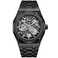 senstone Automatic Watches for Men Mechanical Movement Tourbillon Self-Winding Transparent Skeleton Fashion Gift Business Men's Wristwatch with Waterproof Luminous Dial Stainless Steel Band - Black