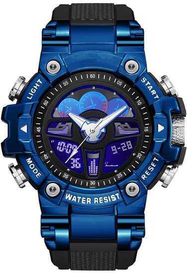 Reloj Para Hombre Tactical Watches for Men Blue Military 5ATM Waterproof Sport Digital Watch Cool Designer World Time Countdown 12/24H Stopwatch