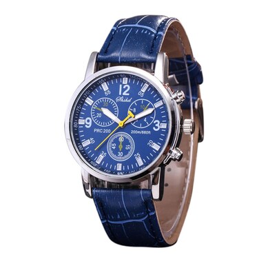 Dacdyi Men and Women Wholesale Watches Stylish Casual Leather Quartz Watch Round Dial Wristwatches for Men (Blue)
