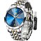 OLEVS Men Blue Watches Business Dress Easy Read Analog Quartz Date Luxury Wrist Watch Silver Casual Stainless Steel Waterproof Luminous Two Tone Watch for Men