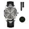 Taxau Watch Gray Face for Men Analog Quartz Leather Dress Watch Big Wrist Classic Luminous Arabic Numerals with Day Date Watches relojes para Hombres