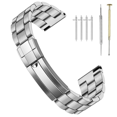 SINAIKE 20mm Watch Band for Men Screw-In Stainless Steel Premium Metal Matte Watch Band Universal Replacement Strap Deployment Buckle