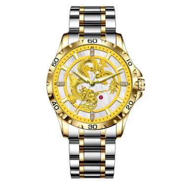 GLENAW Automatic Watches for Men Dragon Dragon Carved Dial Watch Luxury Mechanical Self Winding Mens Watches Diamond Gold Wrist Watch