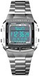 FANMIS Mens Luxury Digital Watches Multifunctional Stopwatch Countdown Alarm Backlight Water Resistant Watch (Silver)