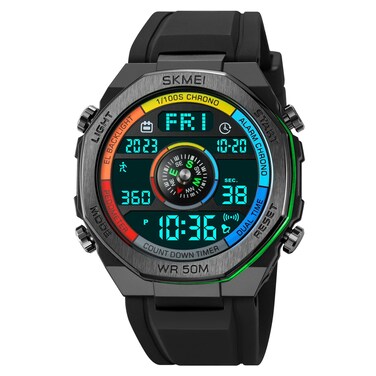 FANMIS Unisex Pedometer Military Tactical Sports Watch Multifunctional 50M Waterproof Digital Outdoor Chronograph with LED