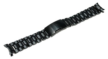 RECHERE Stainless Steel Bracelet Watch Band Strap Curved End Solid Links Color Black (20mm)