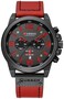 FANMIS Mens Leather Strap Watches Classic Sandwich Dial Casual Dress Stainless Steel Waterproof Chronograph Date Analog Quartz Watch (Black Red)