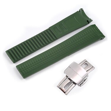 Wentokye 21mm Watch band Suitable for Patek Philippe Aquanaut 5164A 5167A Replacement PP Curved Lug End Rubber Strap(Green)