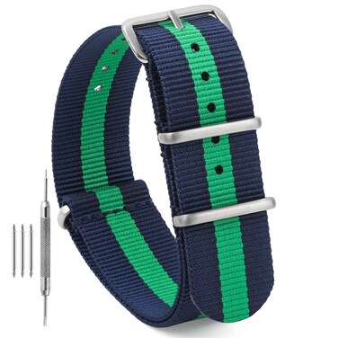 TACTICAL FROG Nylon Watch Band 18mm 19mm 20mm 22mm, Waterproof Military Watch Straps Replacement for Men Women, With Stainless Steel Buckle