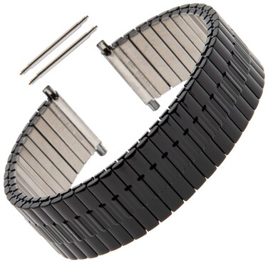 Gilden Gents Expansion Extra Long 20-24mm Wide Stainless Steel Watch Band 552W (7 1/2 inches long, Black)