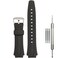 17mm Resin Strap Compatible with Casio EDIFICE series AQ-160 AQ-161w AQ-163w Watch Band Waterproof Black Rubber Replacement Bracelet (Silver metal buckle)