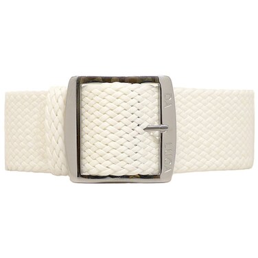 Da Luca Braided Nylon Perlon Watch Strap - White (Polished Buckle) : 24mm
