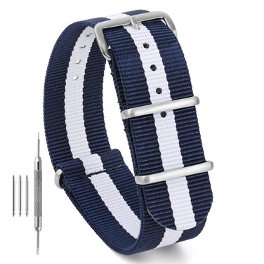 TACTICAL FROG Nylon Watch Band 18mm 19mm 20mm 22mm, Waterproof Military Watch Straps Replacement for Men Women, With Stainless Steel Buckle