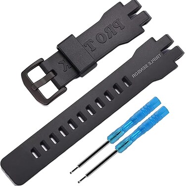 Resin Wristband Replacement for Casio Protrek PRG-300, PRW-6000, PRW-6100, PRW-3000, PRW-3100 &ndash; Suitable for Men and Women, Watch Accessory(Black/Black Buckle)