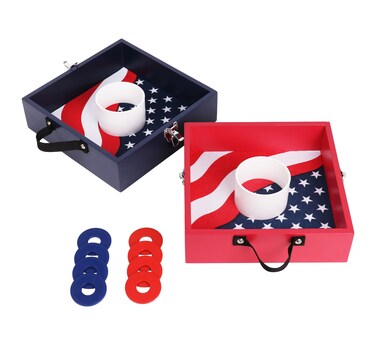 Outdoor Games Washer Toss Games Wooden Set with 8 Washers with Carry Handle - The Reinforced PVC Tube