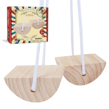GOTHINK Wooden Balancing Stilts with Durable Rope, Walking Stepper Outdoor Yard Game Indoor Toy Game for Kids and Adults, Improving Coordination, Strength, Active Play