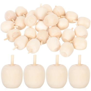 Amosfun 30Pcs Unfinished Wooden Apples Mini Paintable Wood Apples for DIY Crafts Valentines Day Party Supply Dollhouse Decorations