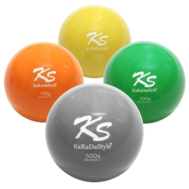 KaRaDaStyle Weighted Traning Balls for Baseball &amp; Softball - Hitting &amp; Pitching Training for All Skill levele - 4 Pack Practice Balls Sand Color Ball - Variable Weight 130g 150g 300g 500g (Set-A)