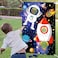 Blosssound Space Toss Games Banner Backdrop with 3 Bean Bags Space Galaxy Theme Birthday Party Decorations Supplies Solar System Bean Toss Games Indoor or Outdoor Yard Fun Activities Throwing Game