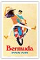 Bermuda - Couple on Scooter - Pan American World Airways - Vintage Airline Travel Poster c.1960s - Master Art Print (Unframed) 12in x 18in