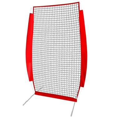 Seenelling 4 x 7 ft Portable Pitching Net Replacement Net, Baseball Pitcher Protection Net, Batting Practice Net, Red, Only Net