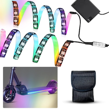 GOSLMYY LED Scooter Strip Light, 16 Color Night Cycling Colorful Deck Light, 1.64 ft Waterproof Safety Skateboard Scooter Super Bright Lamp to Display at Night for Kick Scooter Good Gifts for Kids