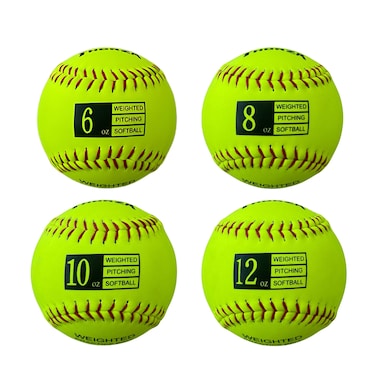 Thorza Weighted Practice Softballs for Throwing, Set of 4, 6oz to 12oz, Help Increase Pitch Velocity