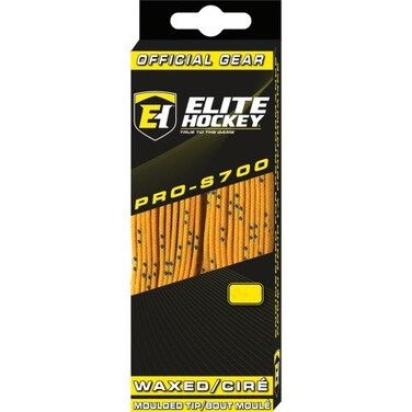 Elite Hockey Pro-S700 Waxed Skate Laces - (Yellow/Navy, 84 IN)