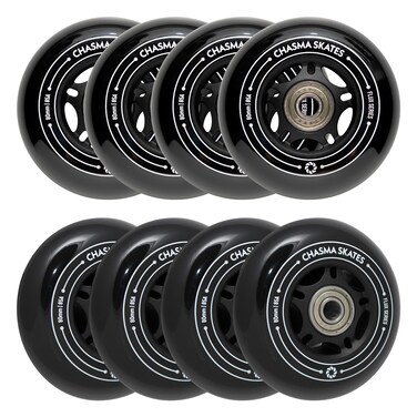 Chasma Skates Flux 2 80mm Inline Skate Wheels 85A for Asphalt Inline Skating or Outdoor/Indoor Roller Hockey, Replacement Skate Wheels, 8 Pack with Bearings