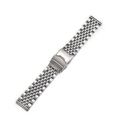 Semdu Vintage Silver 316L Stainless Steel 20mm Beads of Rice Watch Bracelet Band Strap Fit for Omga Sea-master 300 watch,Men watch band bracelet