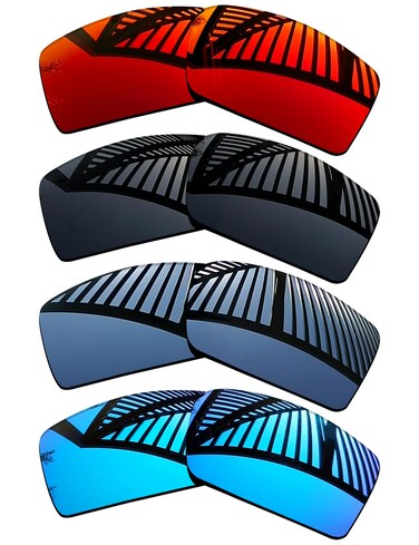 MYCOURAG 4 Pairs Replacement Lenses for Oakley Gibston OO9449 Sunglasses - Solid Black+Titanium+Ice Blue+Fire Red