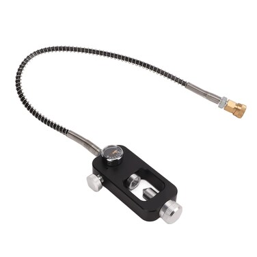 DIN Valve Adapter, Aluminum Alloy Tank Refill Adapter with Gauge and Hose Paintball Fill Station Paintball Tank Refill Adapter Accessory for Oxygen Cylinder Diving Equipment