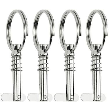 Leadrise 4 PCS 316 Stainless Steel Quick Release Pin Boat Pins w/Drop Cam &amp; Spring 1/4" x 1" Grip Lanyard,Usable Length 1", Bimini Top Pin, Marine Hardware